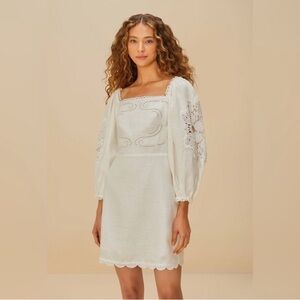 Farm Rio Off-White Mini Dress
